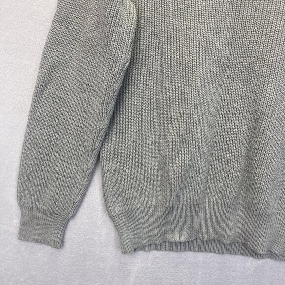 J Crew Knit Sweater Mens XL Gray Brown Shoulder Patch Crewneck Pullover Heavy - Picture 8 of 16